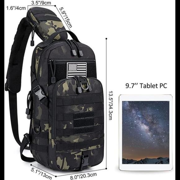 Bag Tactical Sling Bag Backpack Molle Chest Shoulder Assault Pack Rectangular - Picture 2 of 6